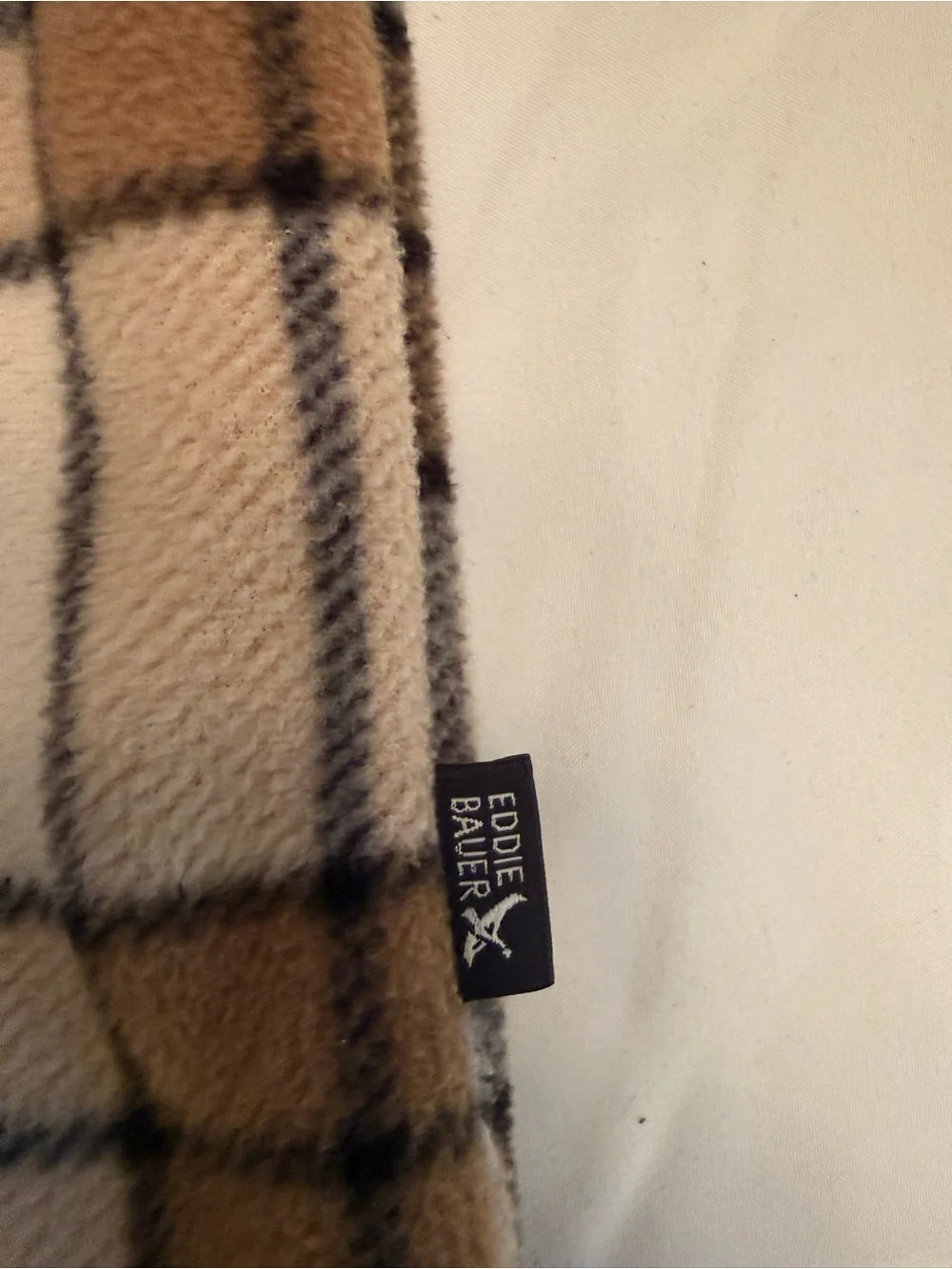 Eddie Bauer Cream, Brown & Black Plaid Sherpa-Lined Shirt Jacket